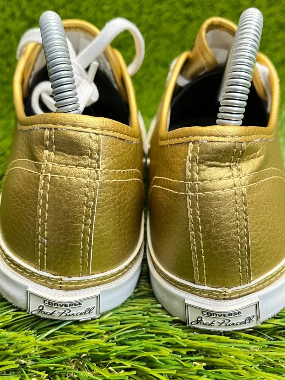 Converse Jack Purcell Womens Size 9 Gold White Athletic Leather Shoes Sneakers - Picture 6 of 10